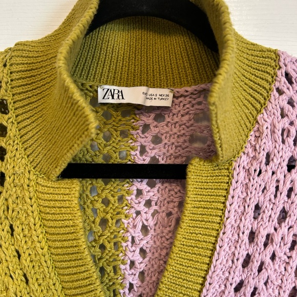 Zara Oversized Colorblock Patchwork Crochet Chunky Knit Granny Square Sweater S - Picture 7 of 15